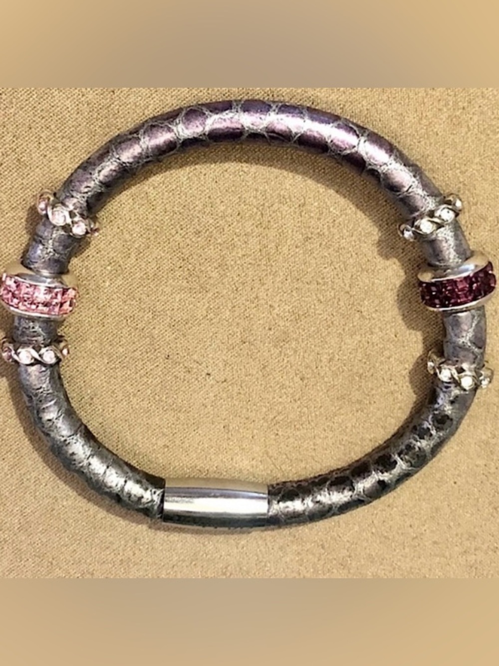 Brighton Spectrum Bead in Amethyst with Square dark purple crystals Silver edges - Picture 9 of 9